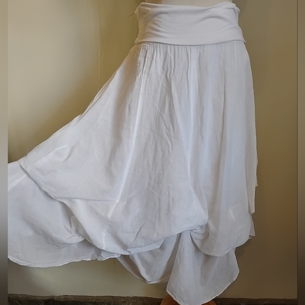 Parachute Cloud White Hitch Up Balloon Skirt Whisper Light Cotton S Dress Vtg